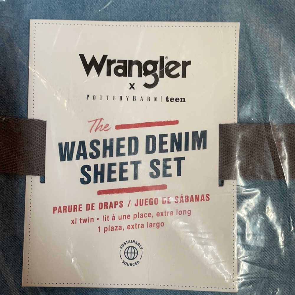 NWT Pottery Barn Wrangler Denim Sheets Twin XL